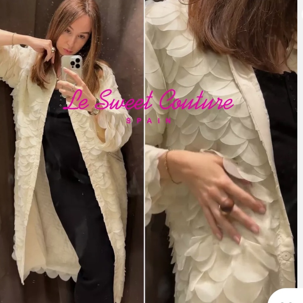 ZARA BIB COLLAR PETAL COAT - Picture 10 of 16